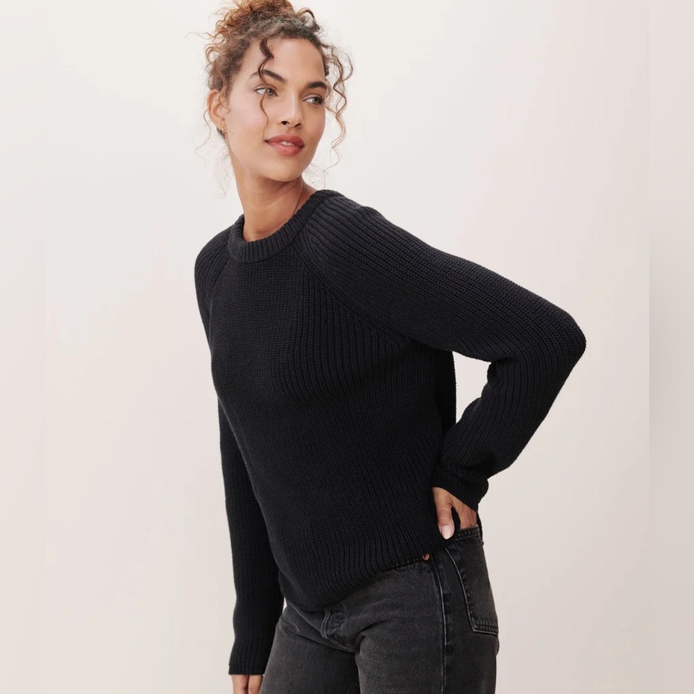 Jenni Kayne Cotton Fisherman Sweater, black, XS. Excellent pre-owned condition.